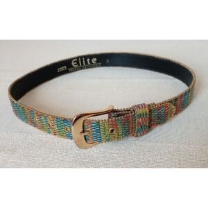 2003 Elite Fresno CA Woven Belt With Gold Toned Hardware 1" Wide Size:Small EUC